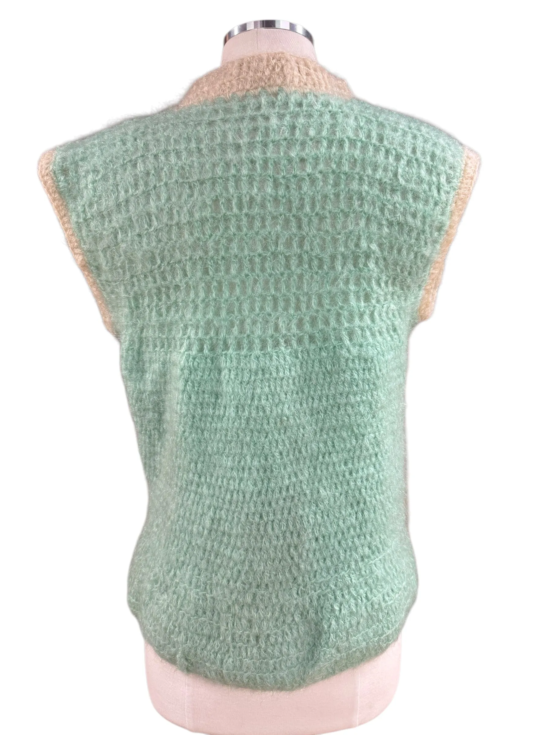1960s Mint Green Mohair Sleeveless Sweater M
