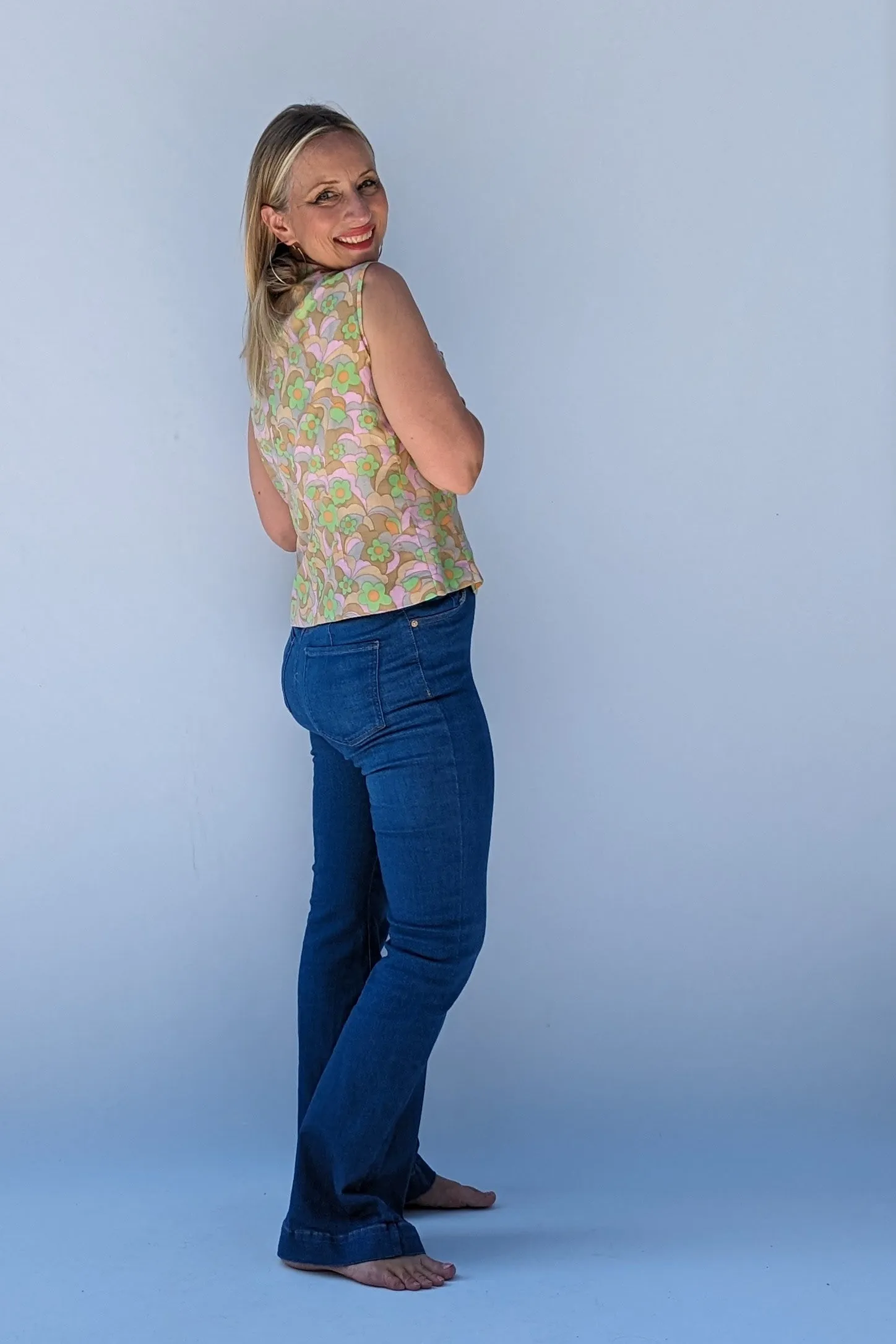 60s Mod Abstract Floral Top