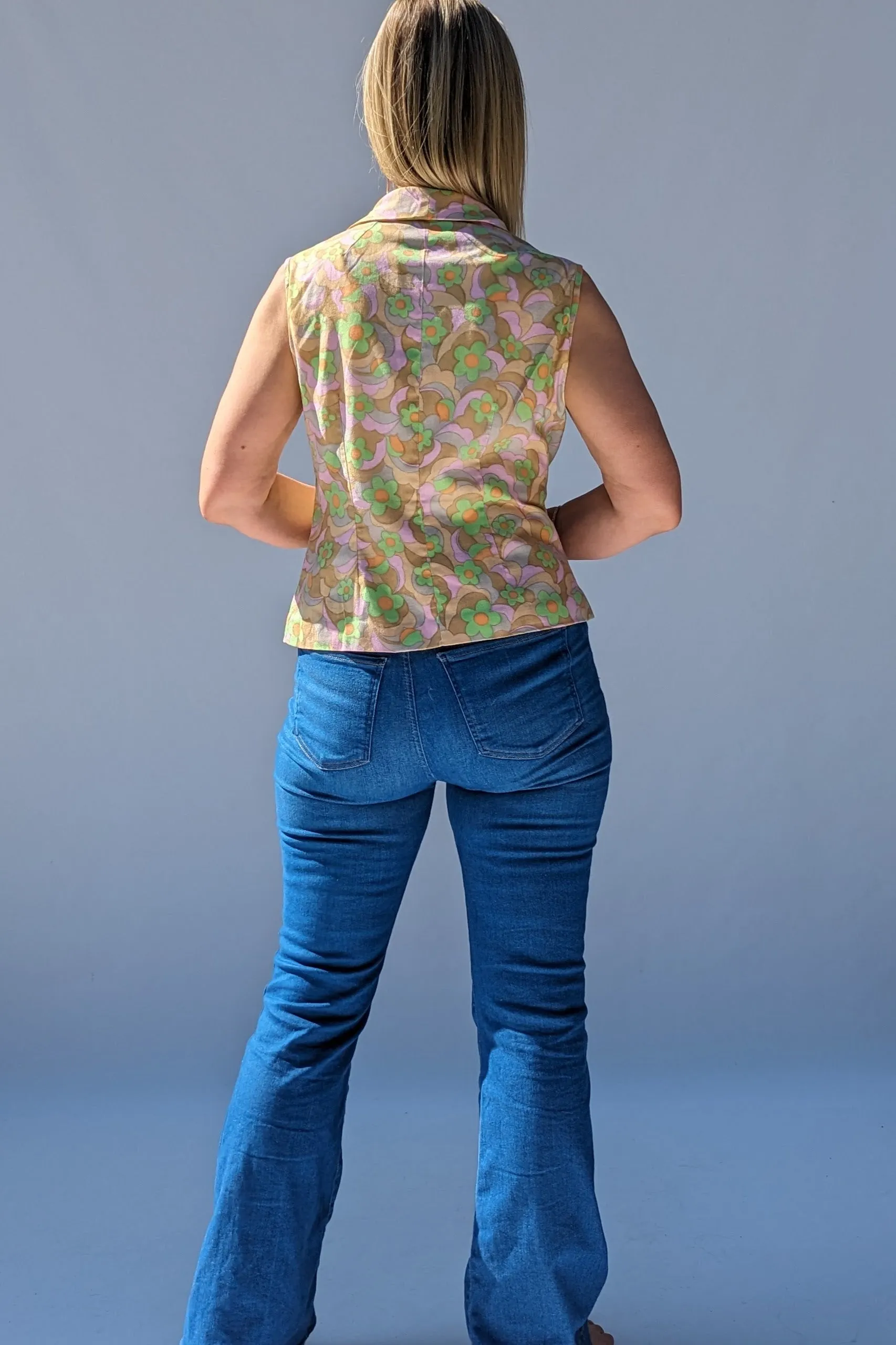 60s Mod Abstract Floral Top