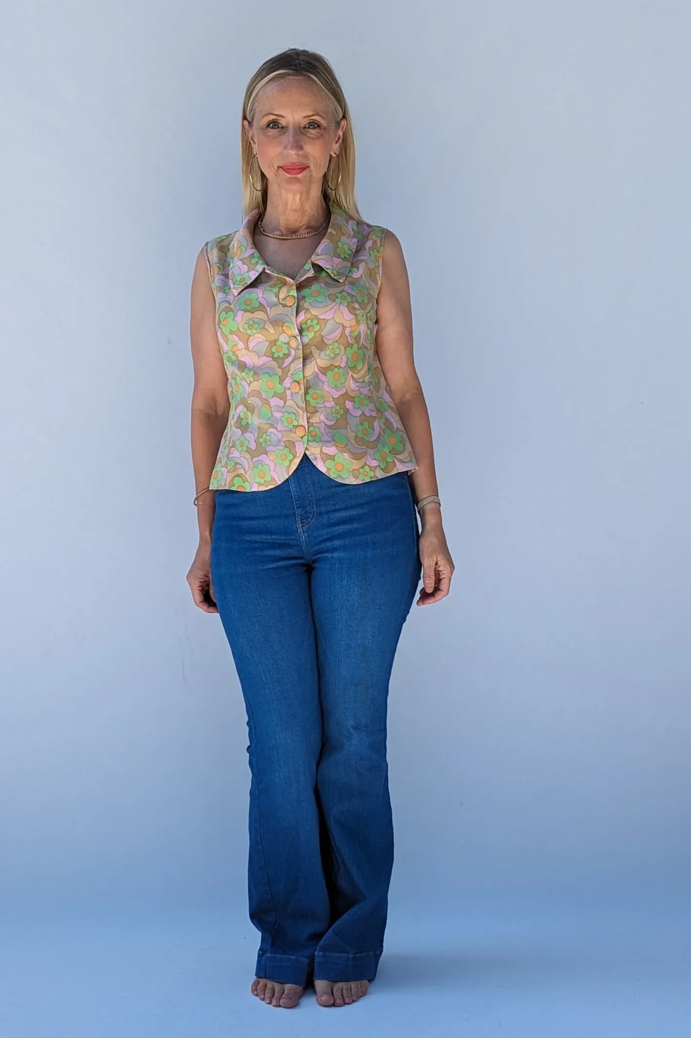 60s Mod Abstract Floral Top