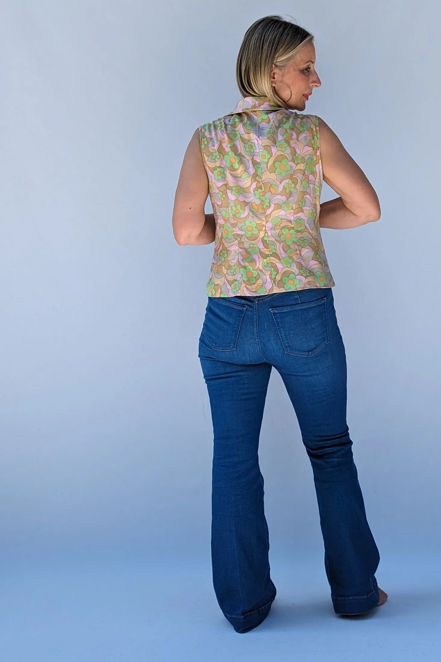 60s Mod Abstract Floral Top