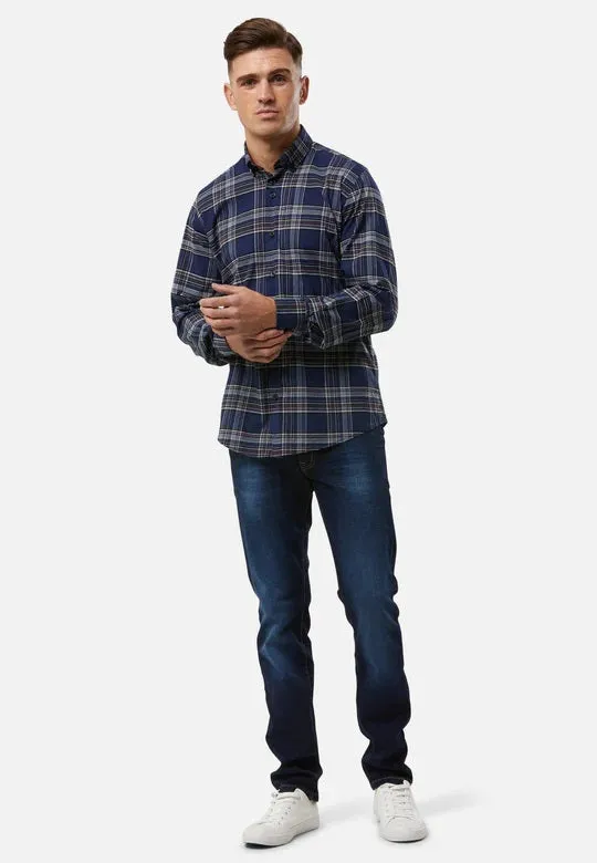 6th Sense BD Gold Long Sleeve Check Shirt O#16 - Navy/Burgundy