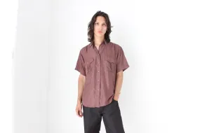 80s MATTE SILK Boxy Double Pocket Shirt in Mauve