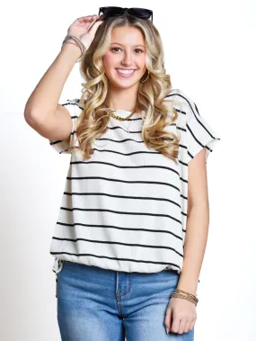 Alone Together Tie Bottom Striped Knit Top