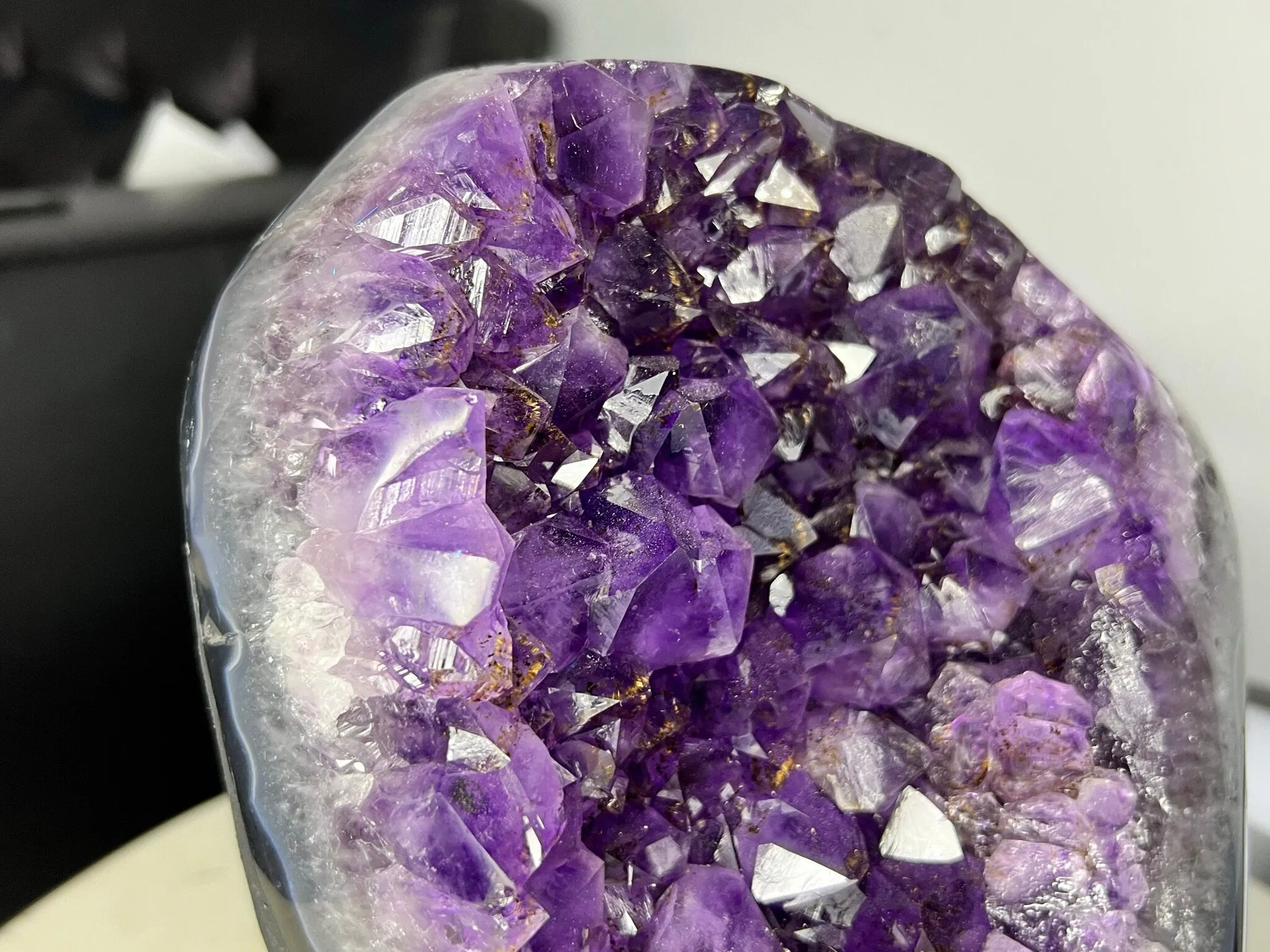 Amethyst Crystal Cluster 11.lb 9oz on base with Polished Sides from Brazil Extra A  Dark Color