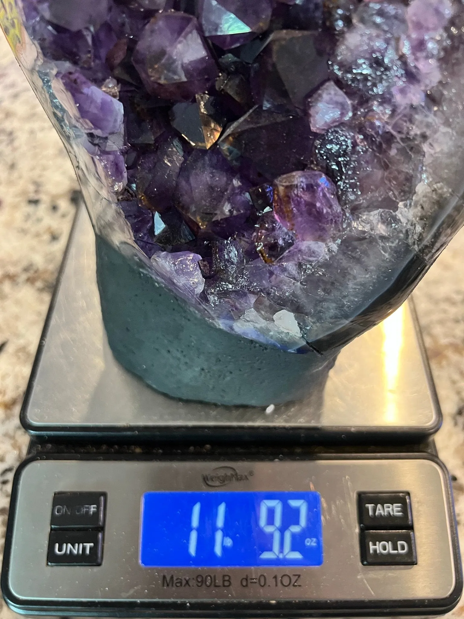 Amethyst Crystal Cluster 11.lb 9oz on base with Polished Sides from Brazil Extra A  Dark Color