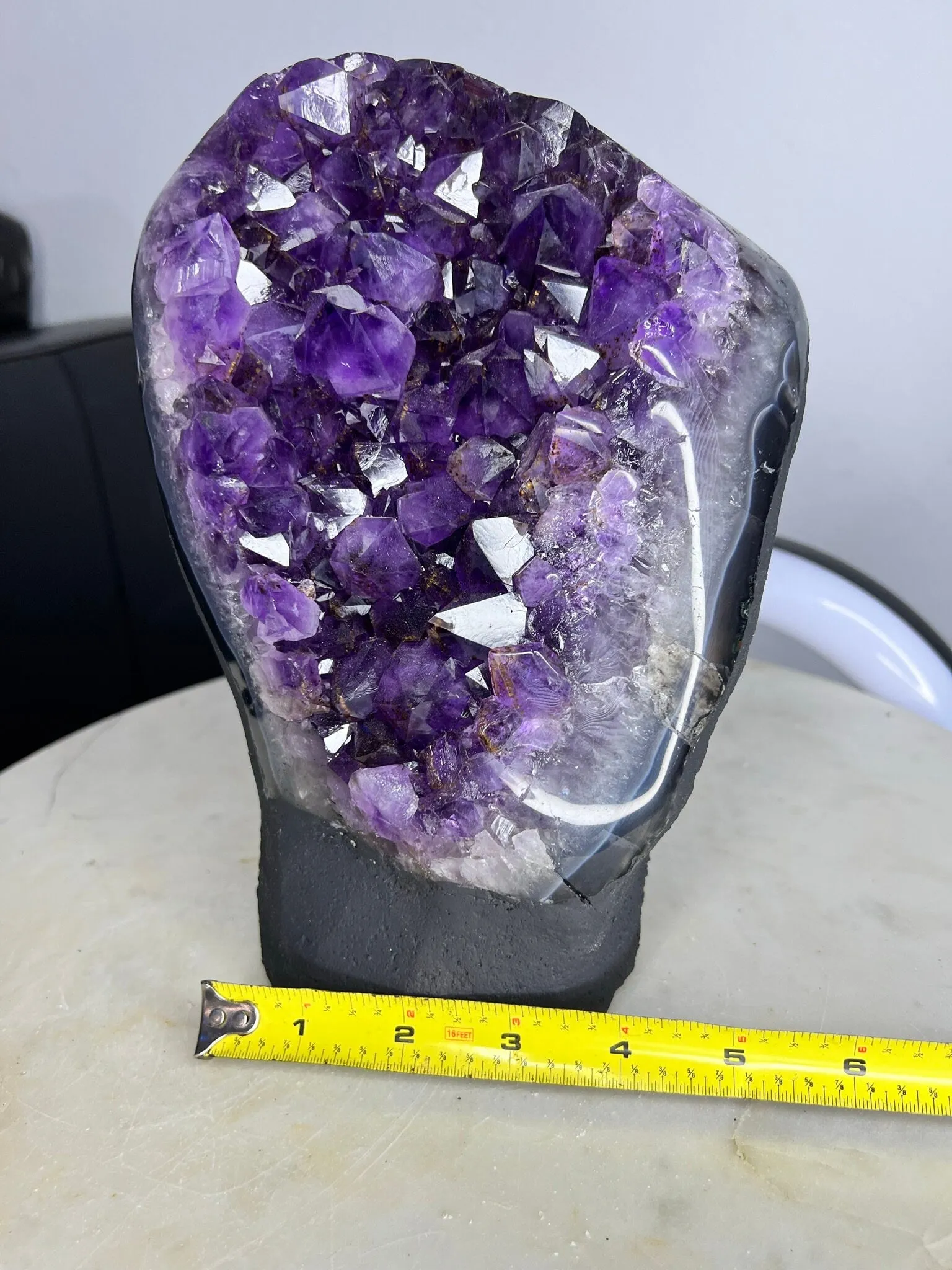 Amethyst Crystal Cluster 11.lb 9oz on base with Polished Sides from Brazil Extra A  Dark Color