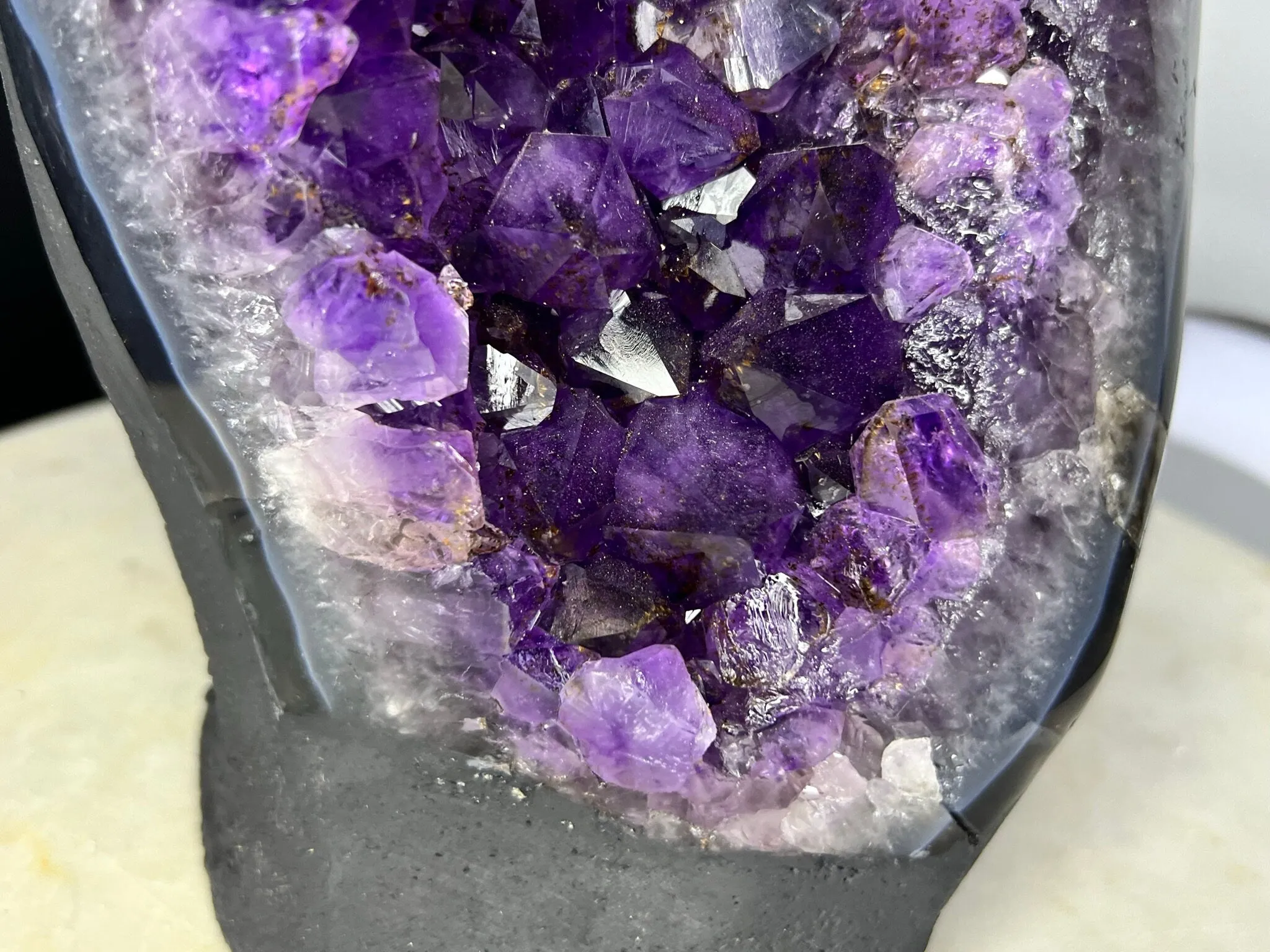 Amethyst Crystal Cluster 11.lb 9oz on base with Polished Sides from Brazil Extra A  Dark Color