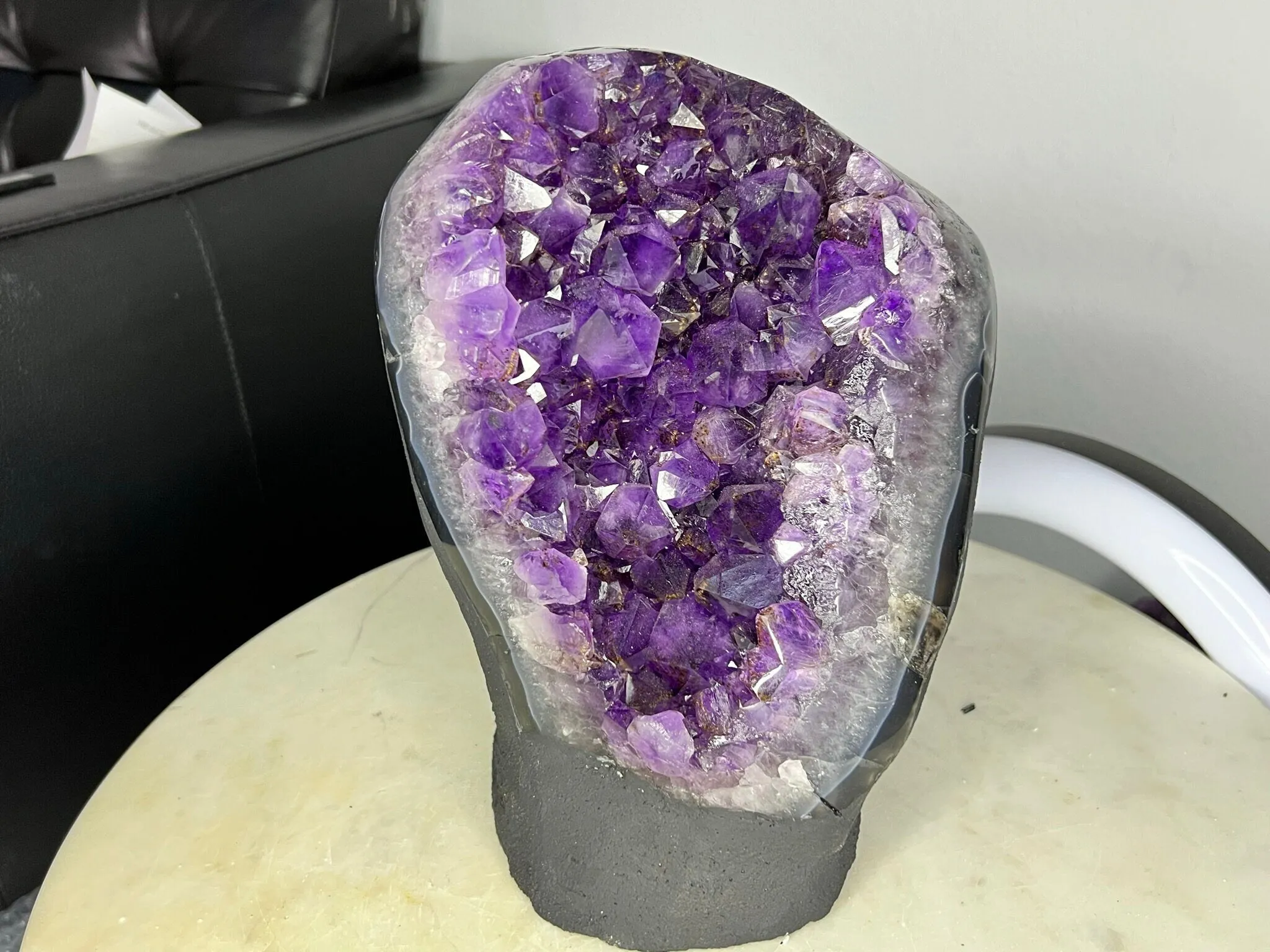 Amethyst Crystal Cluster 11.lb 9oz on base with Polished Sides from Brazil Extra A  Dark Color