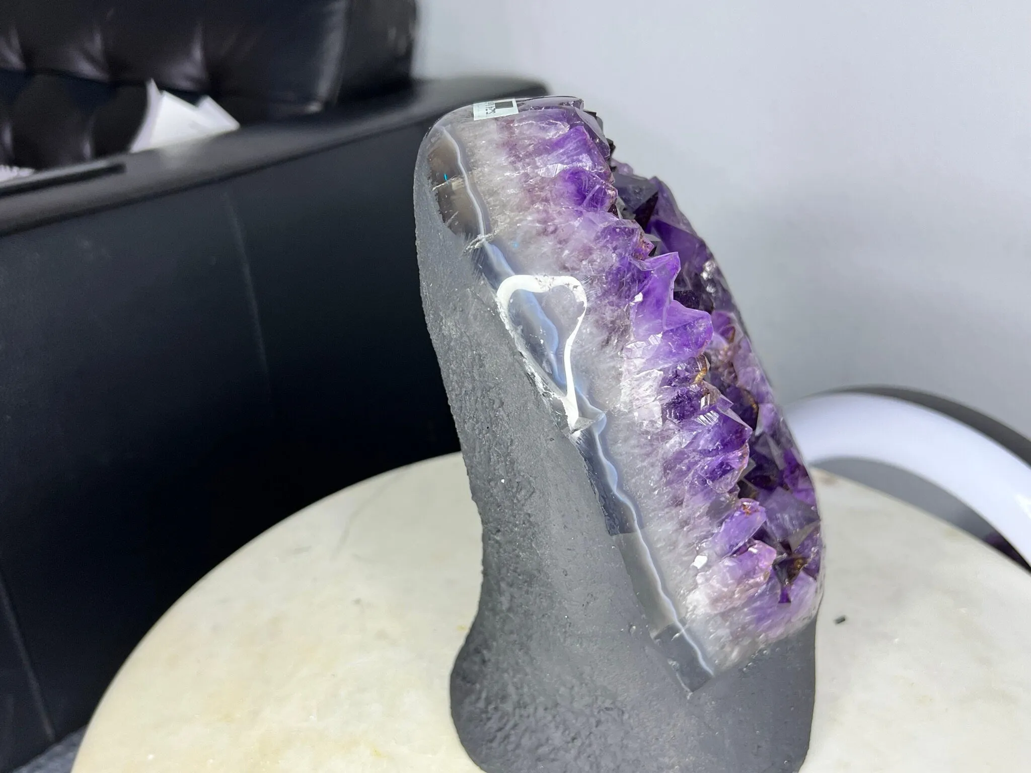 Amethyst Crystal Cluster 11.lb 9oz on base with Polished Sides from Brazil Extra A  Dark Color