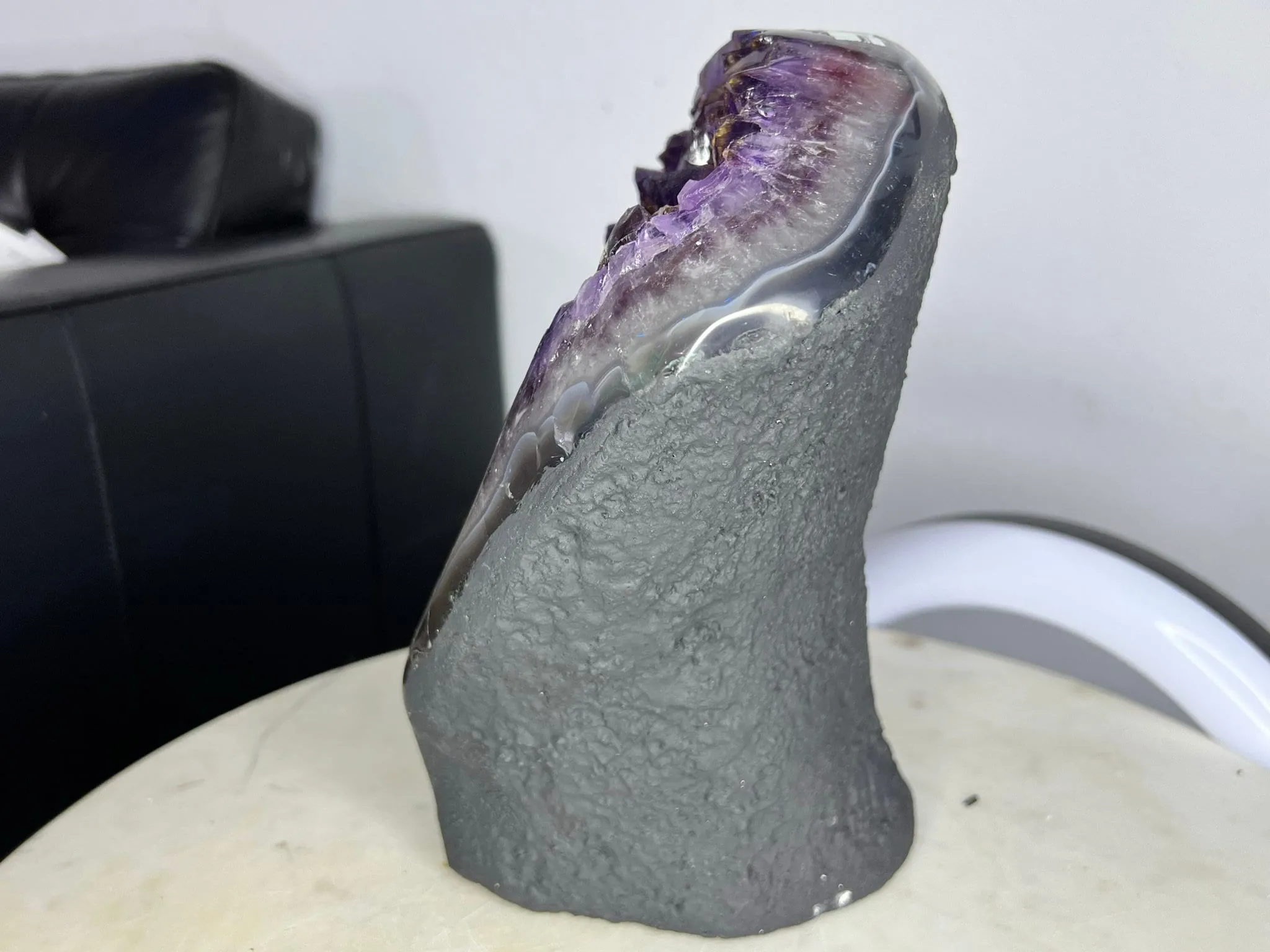 Amethyst Crystal Cluster 11.lb 9oz on base with Polished Sides from Brazil Extra A  Dark Color