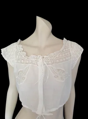 Antique Camisole With Bird Lace Insets - Boho Top - Cottagecore - S