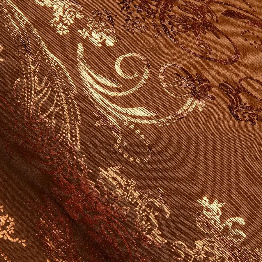 Barry.wang Bronzing Floral Shirt Silk Caramel Brown Men's Long Sleeve Shirt