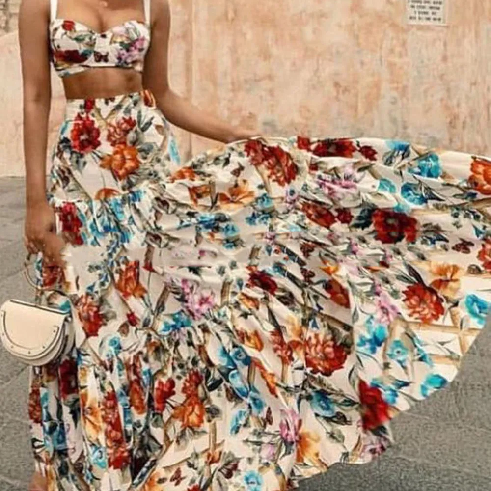Beach Strap Printed Dress Set