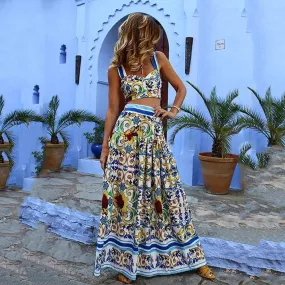 Beach Strap Printed Dress Set