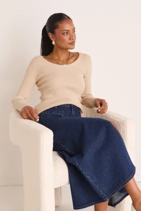 Better Oat LS Scoop Neck Rib Knit Top