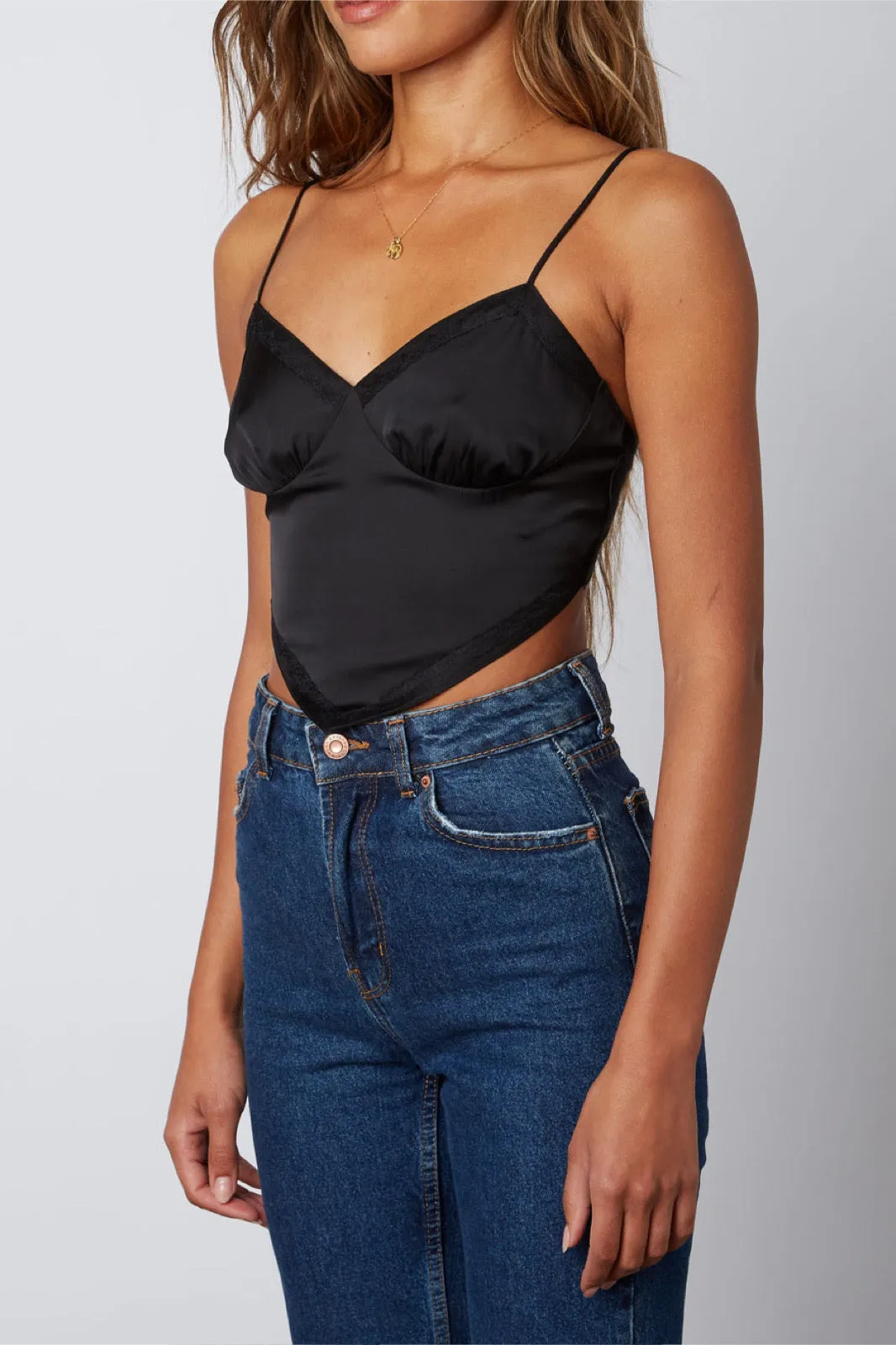 Black Costa Satin Tank