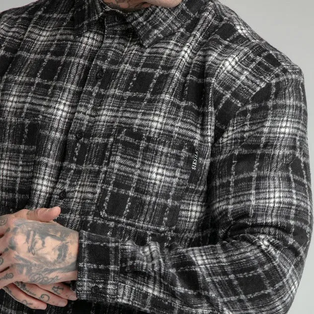 Black Distressed Check Shirt