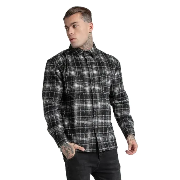 Black Distressed Check Shirt