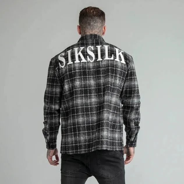 Black Distressed Check Shirt