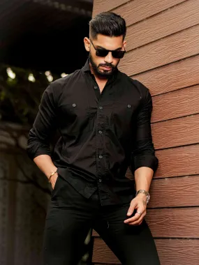 Black Oxford Cotton Over Shirt