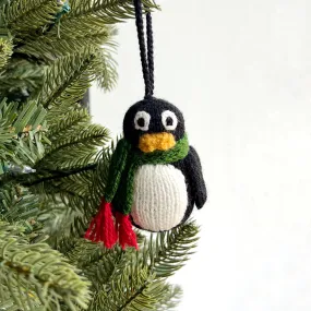 Black Penguin Ornament, Knit Wool