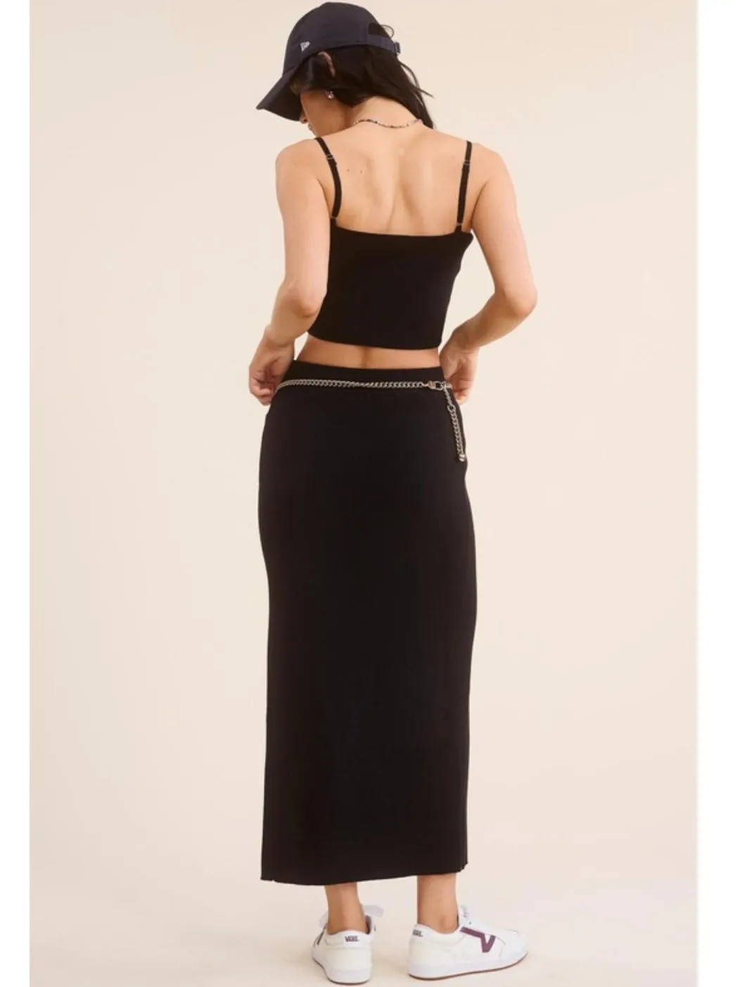 Black Ribbed Spaghetti Strap Top