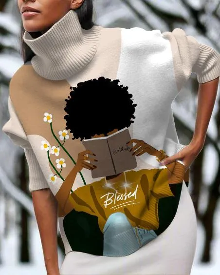 Blessed Afro Girl High Neck Long Sleeve Top