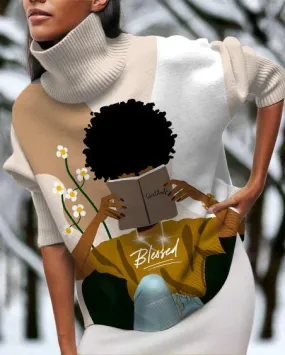 Blessed Afro Girl High Neck Long Sleeve Top