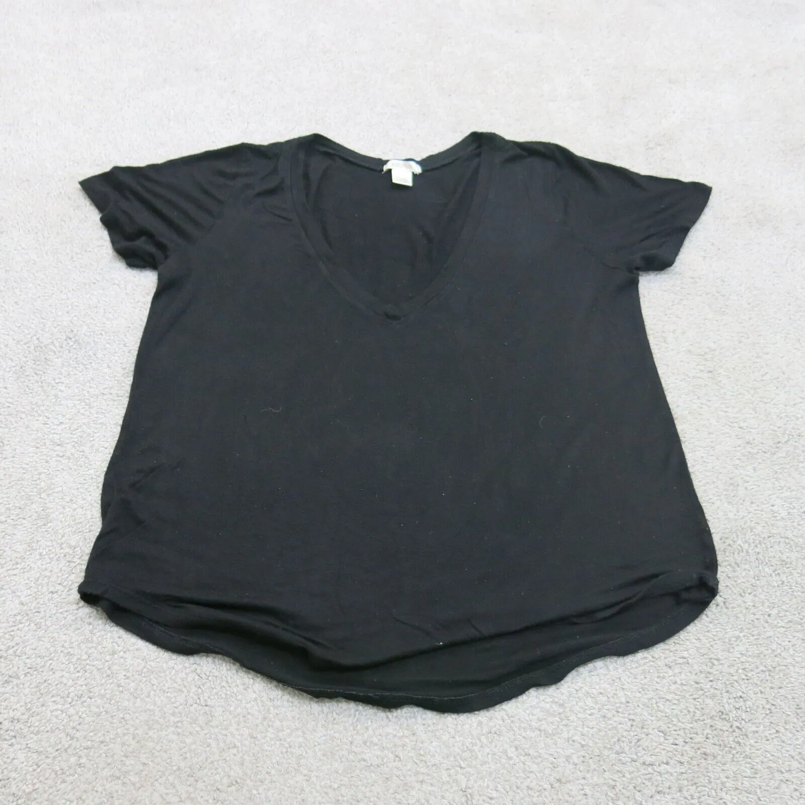 Bozzolo Shirt Womens Medium Black T Shirt Top Cap Sleeve V Neck Solid Casual