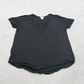 Bozzolo Shirt Womens Medium Black T Shirt Top Cap Sleeve V Neck Solid Casual