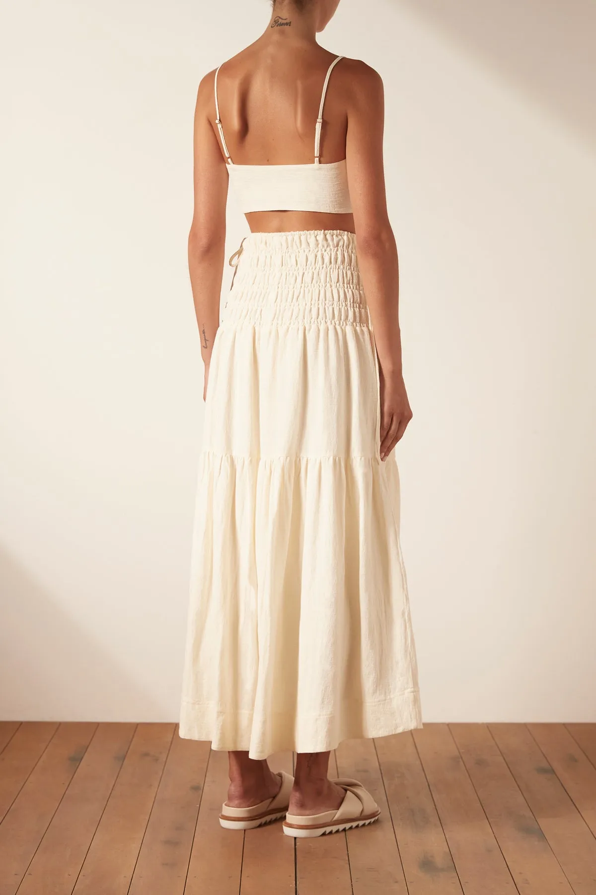 BRIGITTE SHIRRED MAXI SKIRT - TOFU