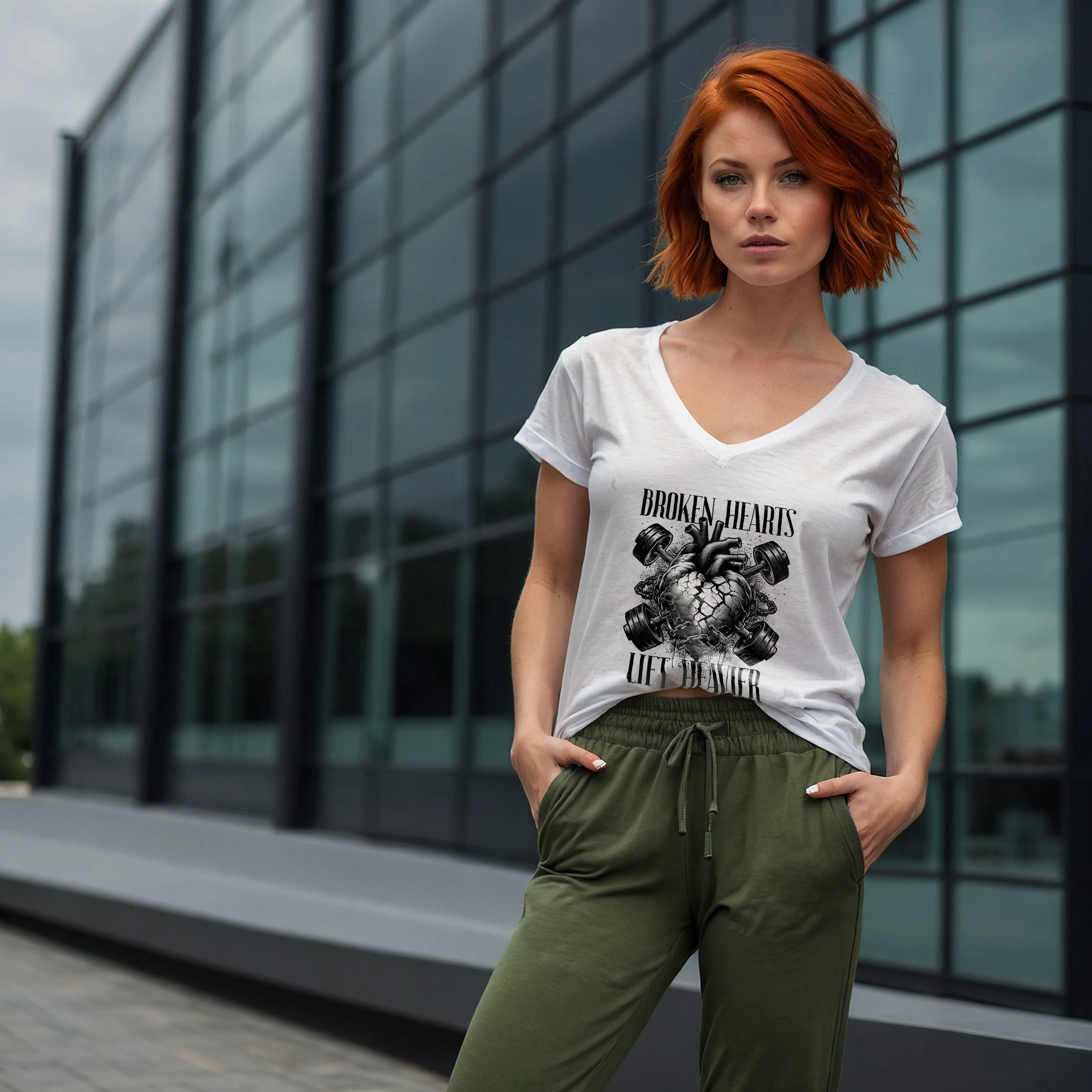Broken Hearts Unisex V-Neck T-shirt