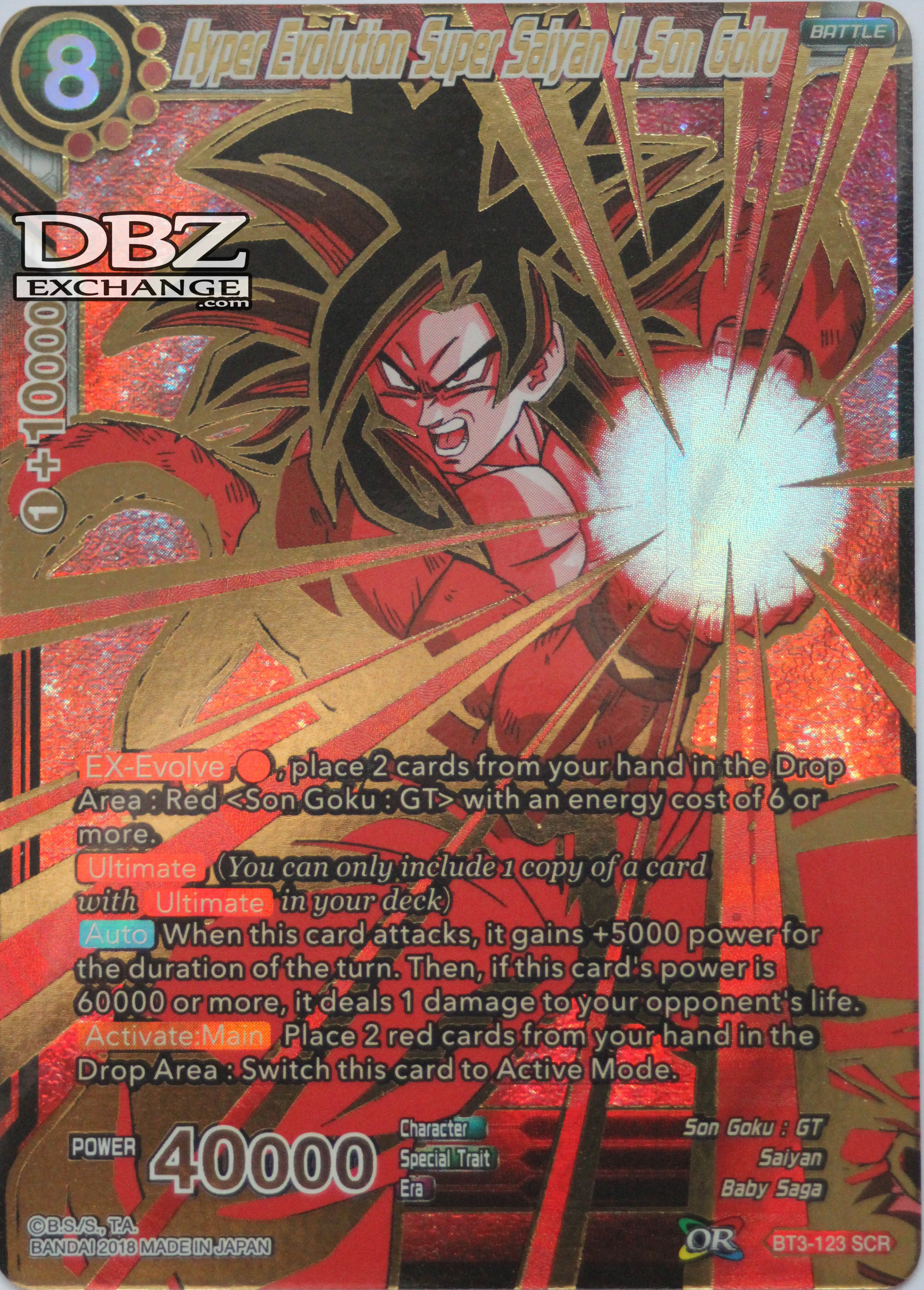 BT3-123 Hyper Evolution Super Saiyan 4 Son Goku