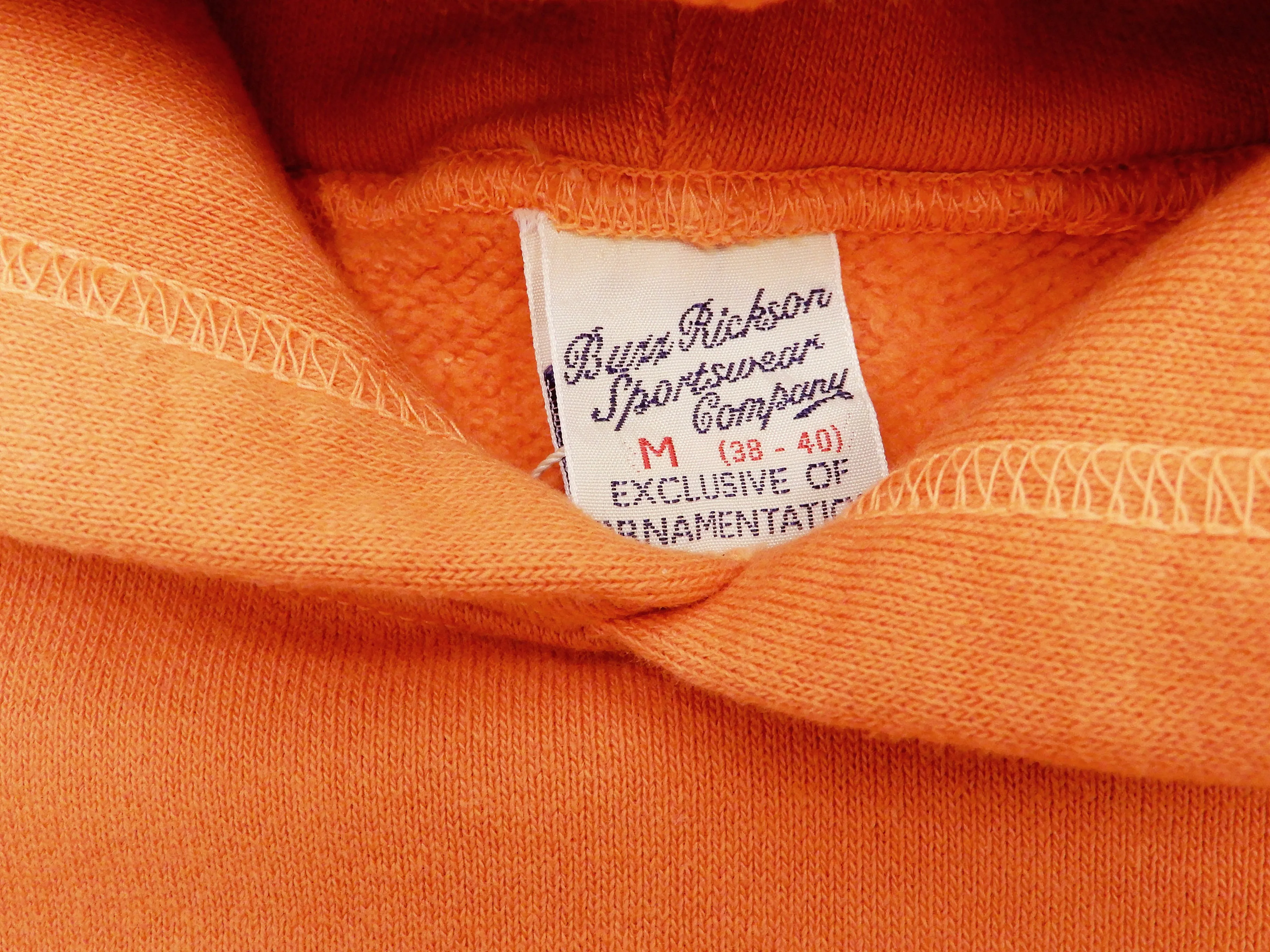 Buzz Rickson Plain Pullover Hoodie Men's Loop-wheeled Vintage Style Hooded Sweatshirt BR68914 159-Faded-Orange