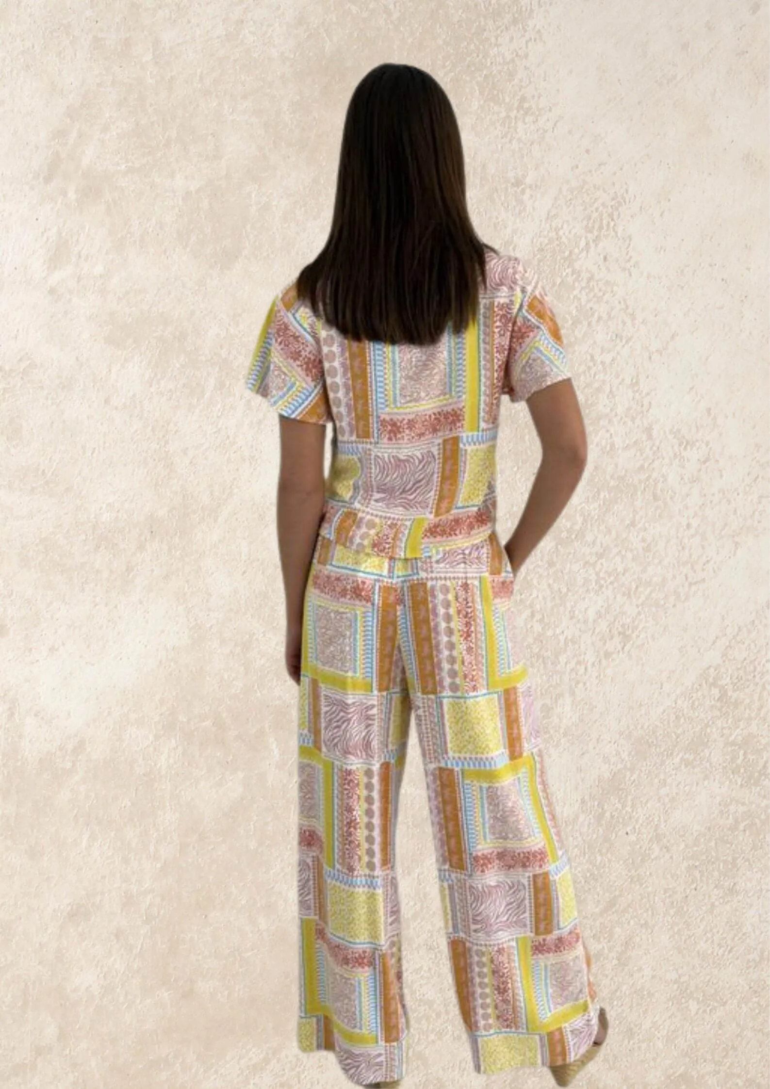 Candace Short Sleeve Top in Lemon Print