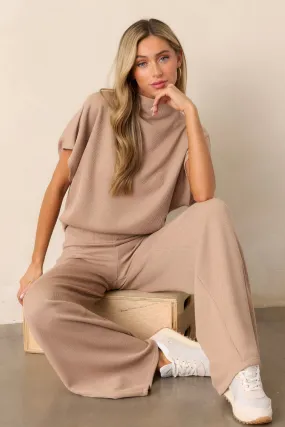 Carolina Plains Beige Knit Mock Neck Top