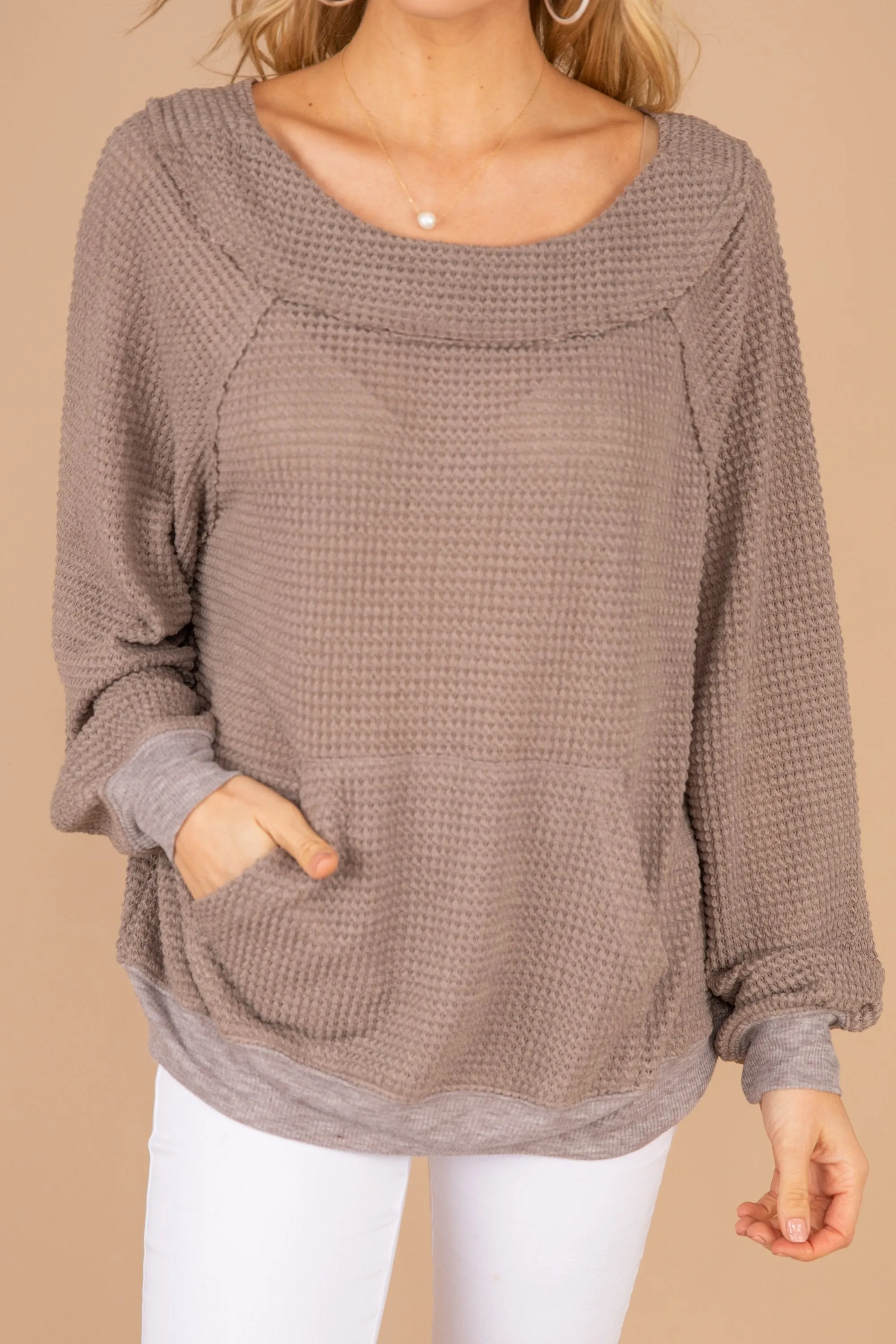 Case Closed Mocha Brown Waffle Top