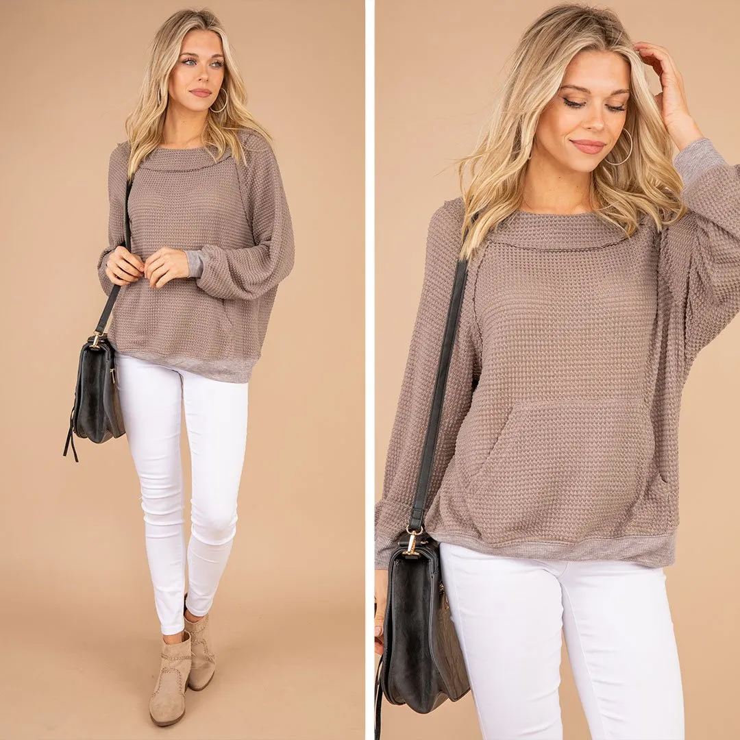 Case Closed Mocha Brown Waffle Top