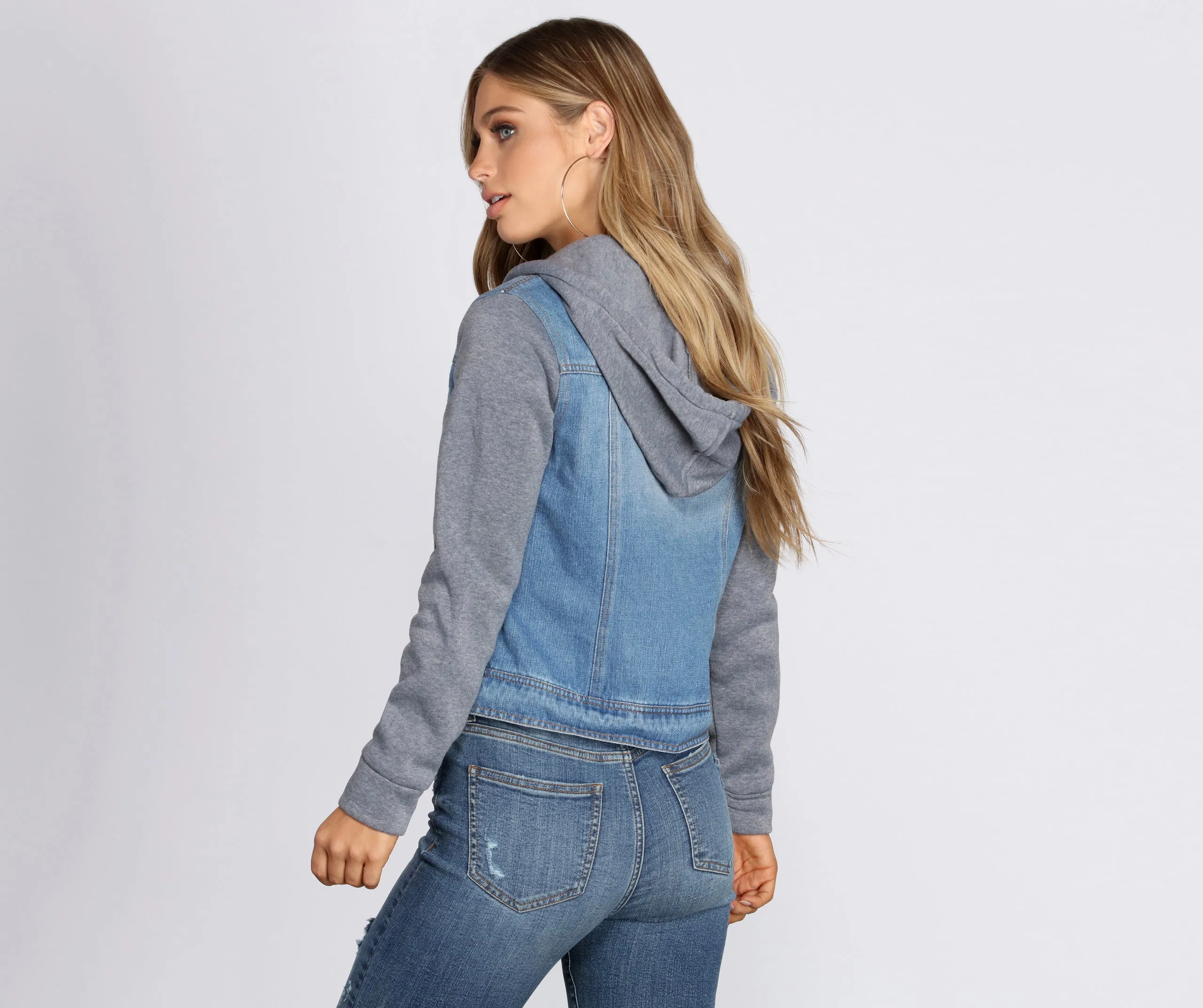 Casual And Classic Denim Hoodie Jacket