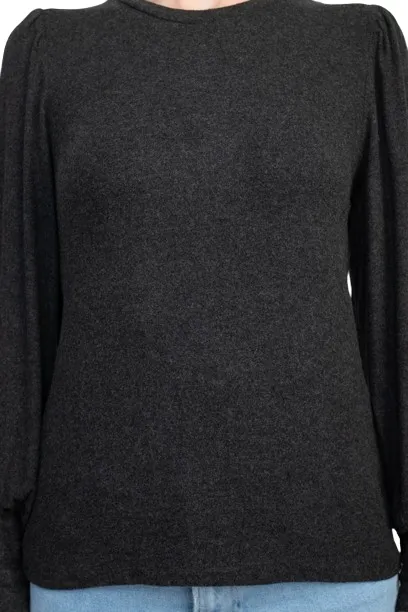 Catherine Malandrino Crew Neck Long Sleeve Elastic Cuff’s Solid Knit Top