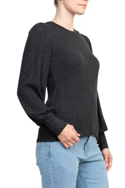 Catherine Malandrino Crew Neck Long Sleeve Elastic Cuff’s Solid Knit Top
