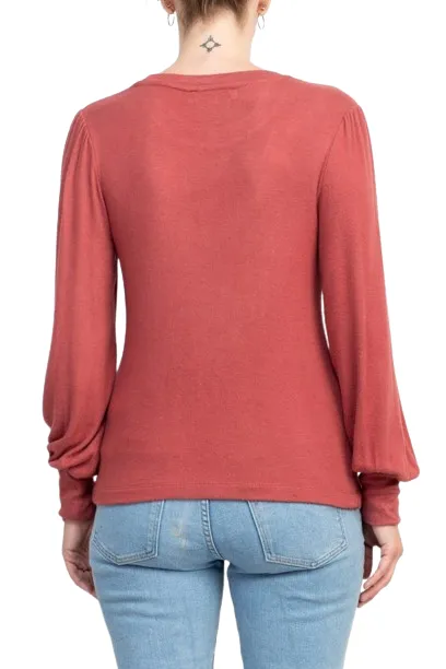 Catherine Malandrino Crew Neck Long Sleeve Elastic Cuff’s Solid Knit Top