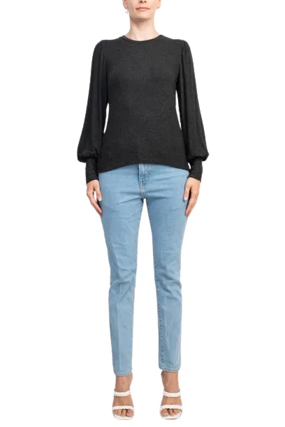 Catherine Malandrino Crew Neck Long Sleeve Elastic Cuff’s Solid Knit Top