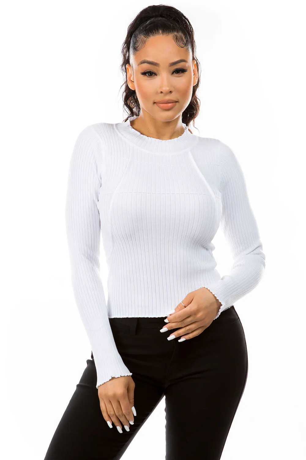 Cecilia Knit top long sleeve textured