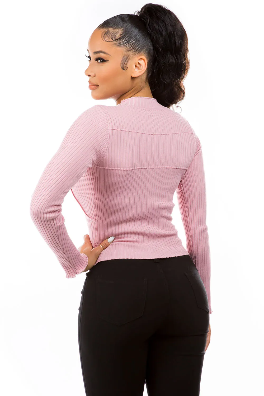 Cecilia Knit top long sleeve textured