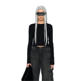 Compass Hug Knit Wool Top In Black