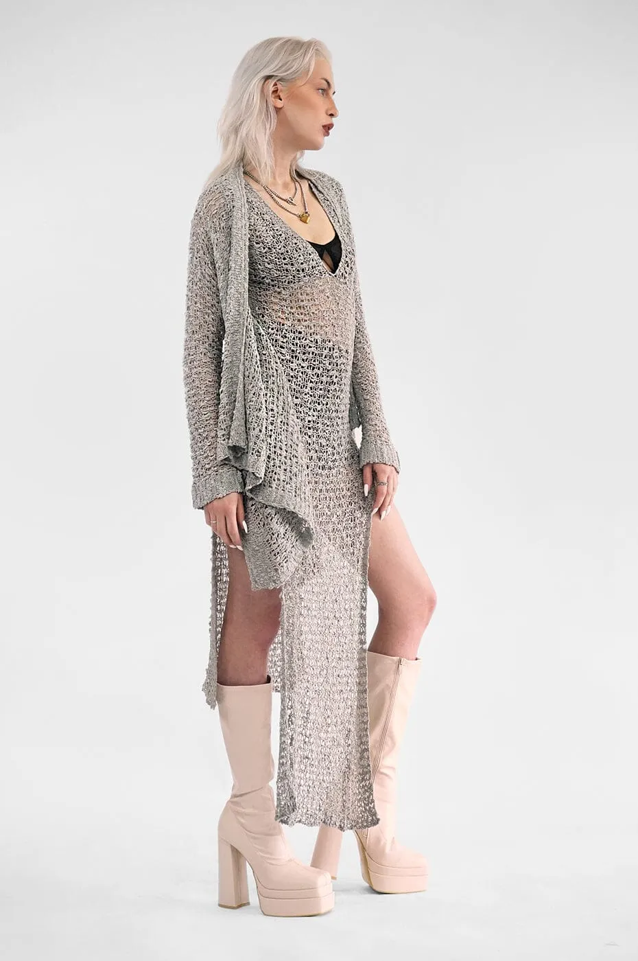 Costa Over Knit Cardigan - Grey