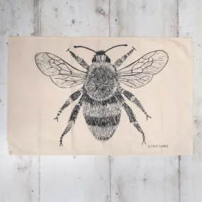 Cotton Tea Towel with Bee Lino Print