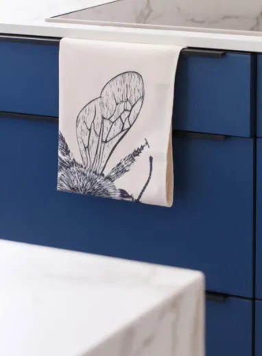 Cotton Tea Towel with Bee Lino Print